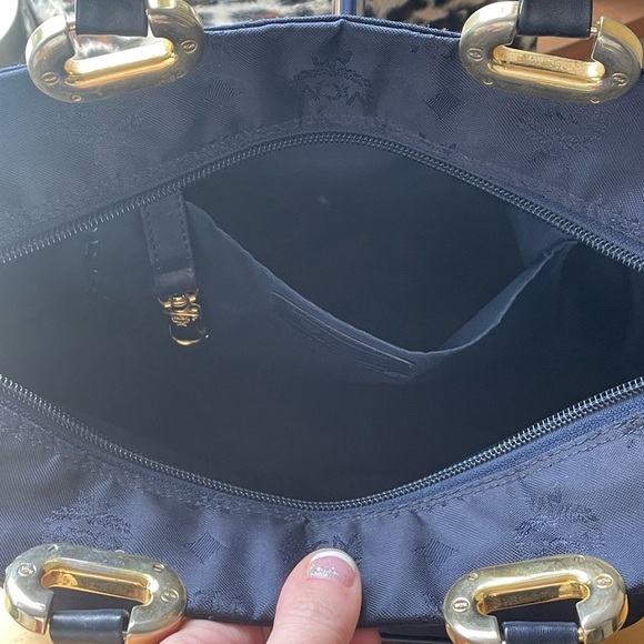 MCM Blue Vinyl Logo Tote - Picture 7 of 12